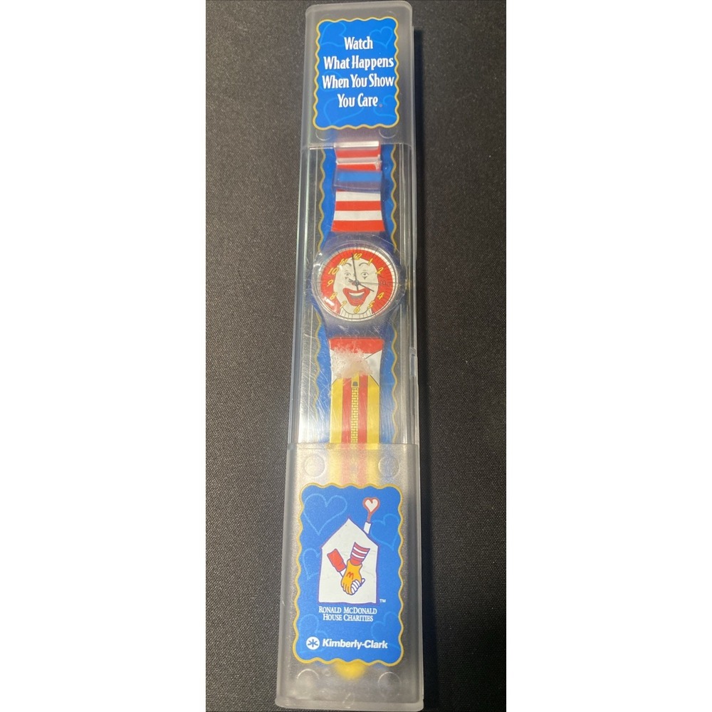 Vintage Ronald McDonald Charities Watch Analog 9'' Clown Face '96 Wristwatch New
